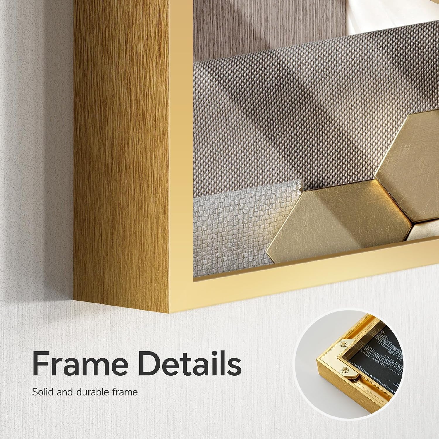 Extra Large Framed Modern Luxury Gold Wall Art for Living Room, 56X28 Inch