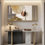 Extra Large Framed Modern Luxury Gold Wall Art for Living Room, 56X28 Inch