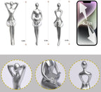 Thinker Statue Office Desk Decor, Silver Art Sculpture Ornament Coffee Table Bookshelf Decor Modern Home Unique Home Decorations for Living Room 3 Piece