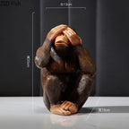 Resin Figurines Retro Monkey Ornaments Zen Animal Statuette Desk Decoration Orangutan Simulation Statue Modern Home Decor