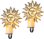 Candle Sconce,Set of 2 Gold Sun Metal Candle Sconces Wall Mounted Holders for Home,Living Room, Dining Room,Rustic Farmhouse Garden Yard Patio Boho Wall Decor