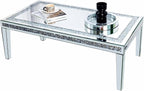 Silver Mirrored Coffee Table: Crushed Diamond Mirror Framing Edge