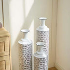 33.85/29.13/24.8 In. White & Black Metal Modern Style Floor Bottle Vases, Set of 3 Decoration Gorgeous Home Decoration