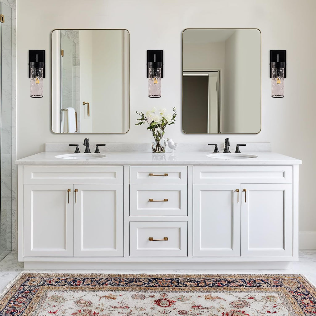 Wall Mirror for Bathroom with Stainless Steel Metal Frame, 22"X30" Rectangle Rounded Corner Frame, Matte Black Finish