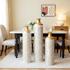 33.07/29.13/24.41 In. Gold and White Metal Modern Style Floor Bottle Vases Set of 3 Gorgeous Home Decoration for Indoor