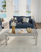 Silver Mirrored Coffee Table: Crushed Diamond Mirror Framing Edge