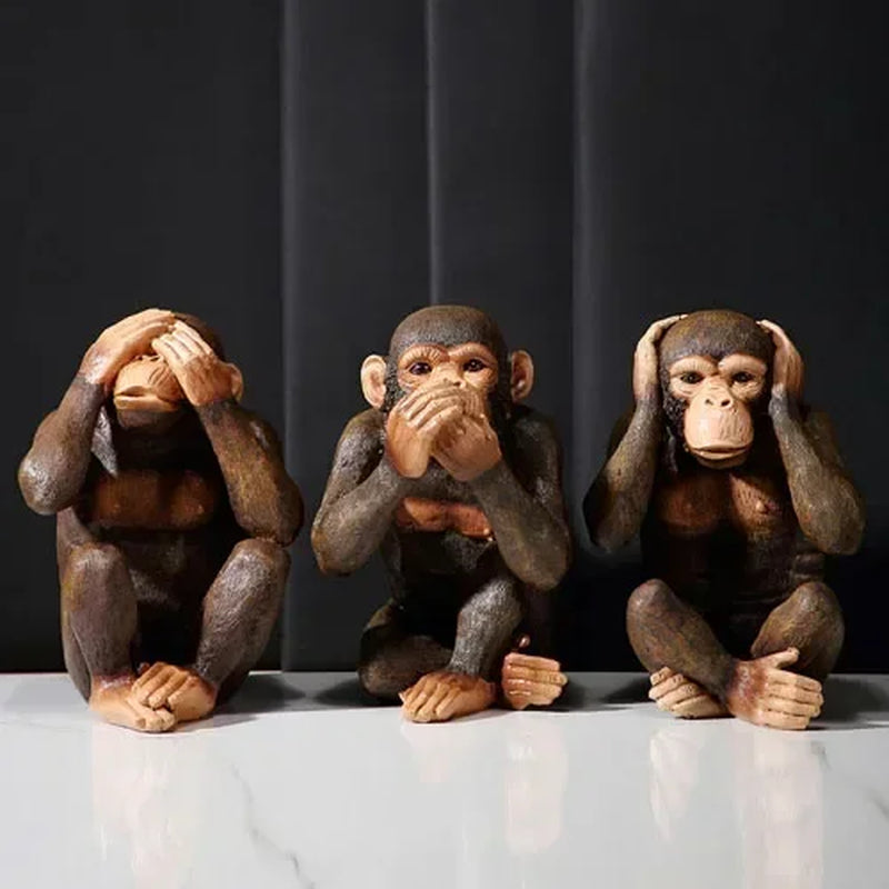 Resin Figurines Retro Monkey Ornaments Zen Animal Statuette Desk Decoration Orangutan Simulation Statue Modern Home Decor