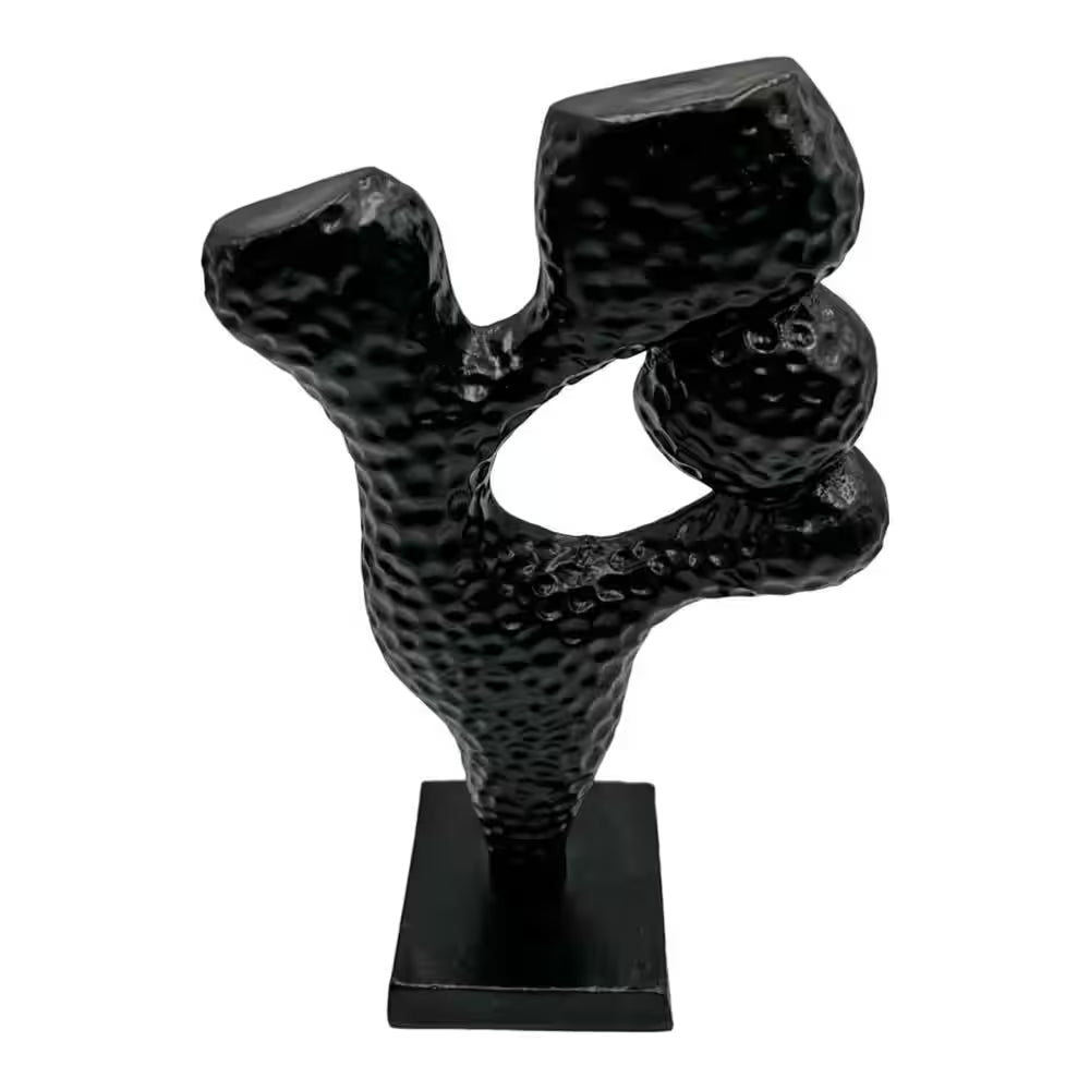Black 14 In. X 4 In. Aluminum Abstract Modern Metal Sculpture