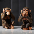 Resin Figurines Retro Monkey Ornaments Zen Animal Statuette Desk Decoration Orangutan Simulation Statue Modern Home Decor