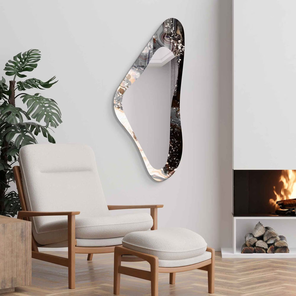 Asymmetrical Mirror, Irregular Mirror, Mirror Wall Decor on Tempered Glass, Entryway Hallway Mirror, Mirror for Bathroom, Luxury Home Decor