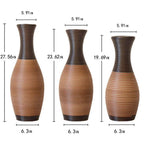 27.56/23.62/19.69 In. Brown Bottle PVC Artificial Rattan Floor Composite Vases Set of 3 Home Decoration for Living Rooms