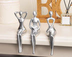 Thinker Statue Office Desk Decor, Silver Art Sculpture Ornament Coffee Table Bookshelf Decor Modern Home Unique Home Decorations for Living Room 3 Piece