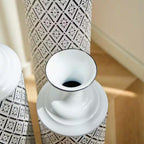 33.85/29.13/24.8 In. White & Black Metal Modern Style Floor Bottle Vases, Set of 3 Decoration Gorgeous Home Decoration
