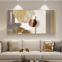 Extra Large Framed Modern Luxury Gold Wall Art for Living Room, 56X28 Inch