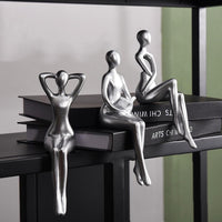 Thinker Statue Office Desk Decor, Silver Art Sculpture Ornament Coffee Table Bookshelf Decor Modern Home Unique Home Decorations for Living Room 3 Piece
