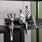 Thinker Statue Office Desk Decor, Silver Art Sculpture Ornament Coffee Table Bookshelf Decor Modern Home Unique Home Decorations for Living Room 3 Piece