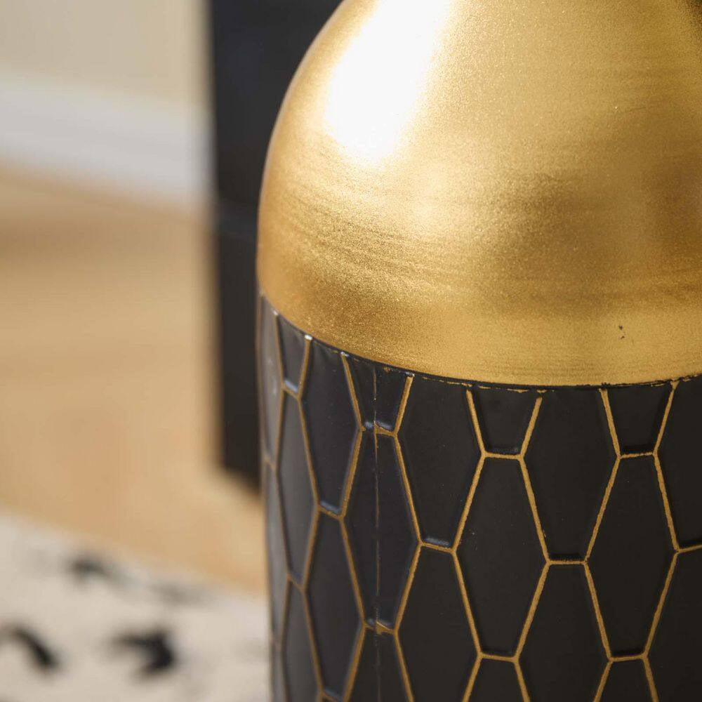 34.25/30.31/24.8 In. Black and Gold Metal Modern Style Floor Bottle Vases, Floral Display Set of 3 Home Decorative Vase