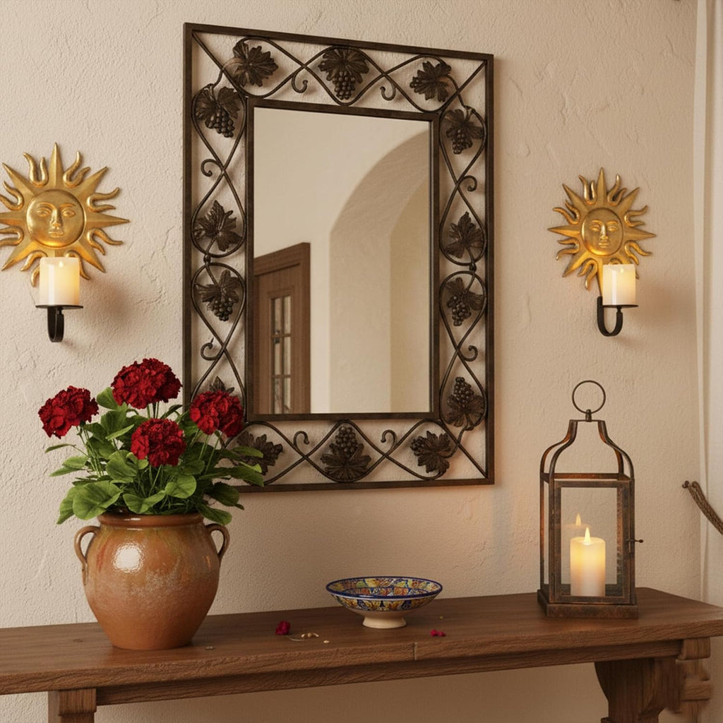 Candle Sconce,Set of 2 Gold Sun Metal Candle Sconces Wall Mounted Holders for Home,Living Room, Dining Room,Rustic Farmhouse Garden Yard Patio Boho Wall Decor