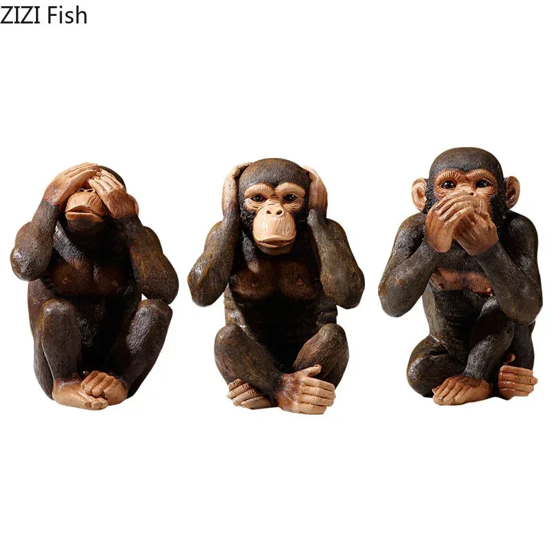 Resin Figurines Retro Monkey Ornaments Zen Animal Statuette Desk Decoration Orangutan Simulation Statue Modern Home Decor