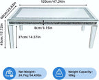 Silver Mirrored Coffee Table: Crushed Diamond Mirror Framing Edge