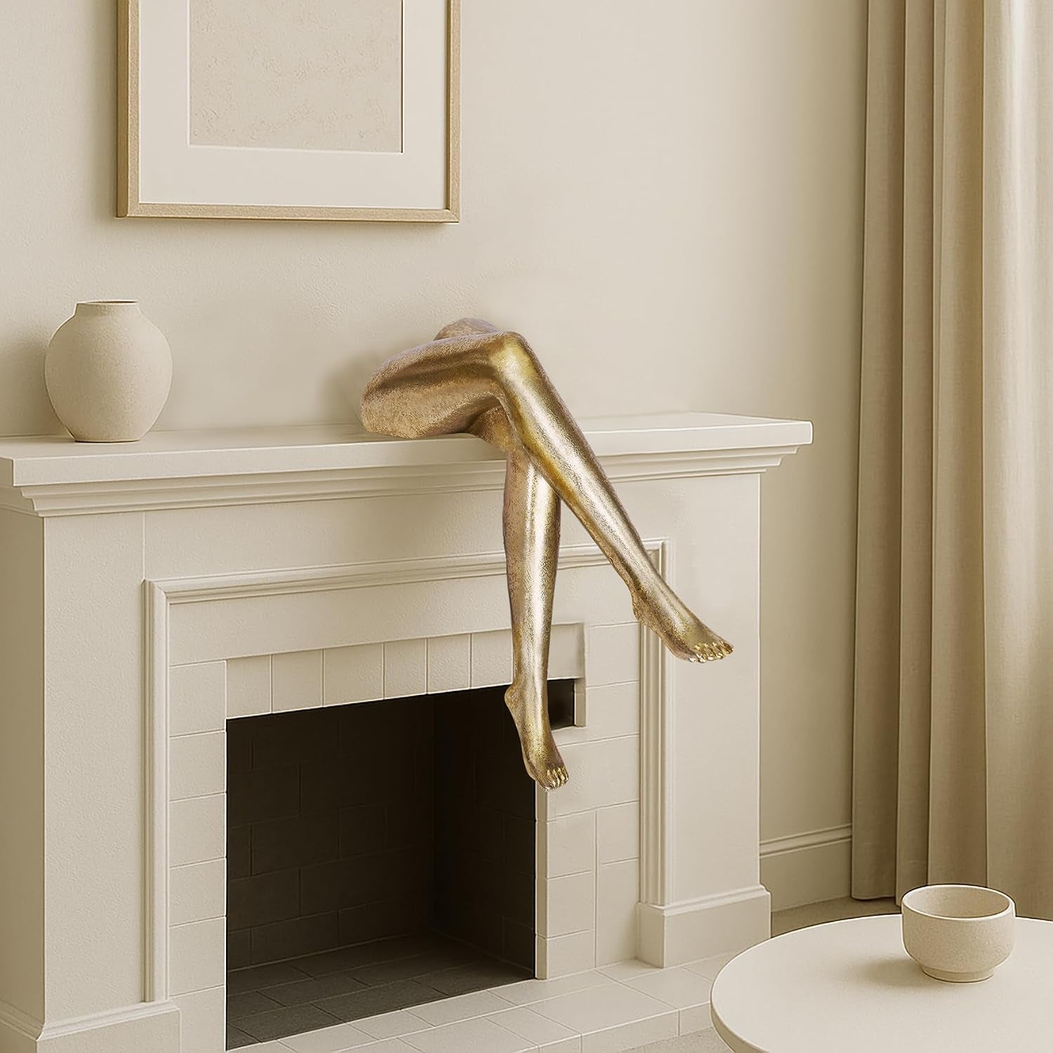 Golden Legs Sculpture Gold Woman Decor Modern Elegant Female Legs Statue Minimalist Resin Art Ornament for Home Living Room Bedroom Shelf Office Desktop Decoration