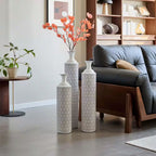 33.85/29.13/24.8 In. White & Black Metal Modern Style Floor Bottle Vases, Set of 3 Decoration Gorgeous Home Decoration